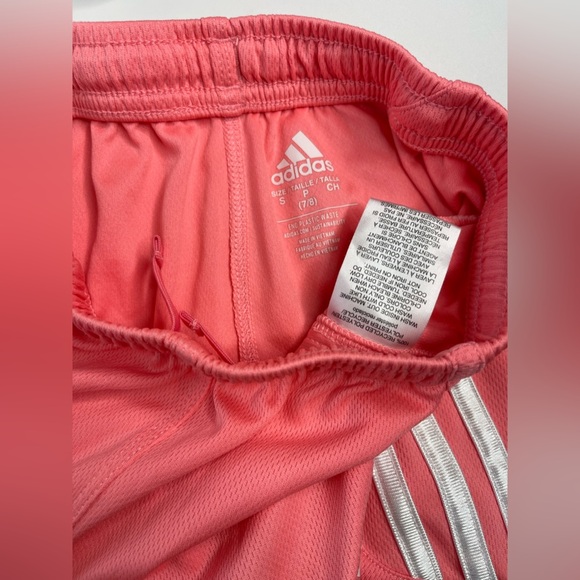 adidas Girls' 3S Pacer Mesh Shorts- Pink and Blue - Picture 4 of 5
